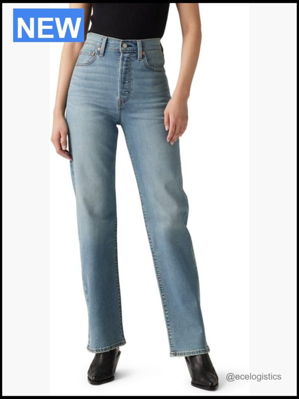 Ribcage Straight Full Length Jeans High Rise Stretch